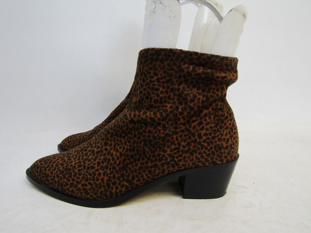 Sole Society Women Sz 7.5 M Brown Suede Cheetah Print Ankle Fashion Boots Bootie